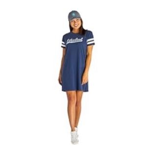 Life is Good Twill Tape Stripes Crusher Tee Dress. Blue. Size: small